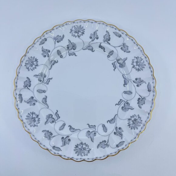 spode colonel gray bone china salad plates set of 4 floral garland gold trim - Picture 2 of 5